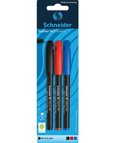 Fineliner Schneider Topliner 967, 0.4 mm - Set din 3 culori - 1
