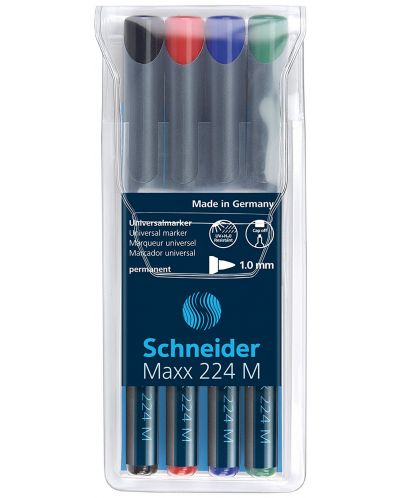 Set de 4 markere de culoare Schneider permanente OHP Maxx 224 M, 1,0 mm - 1