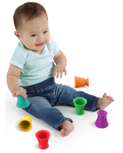 Jucării tactile pentru baie Baby Einstein - Căni empilabile Stack & Squish - 3