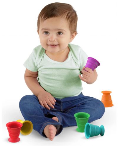 Jucării tactile pentru baie Baby Einstein - Căni empilabile Stack & Squish - 2