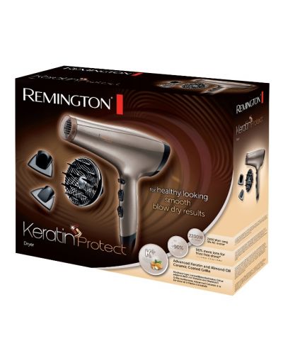 Uscător de păr Remington - AC8002 Keratin Protect, 2200W, 3 trepte, auriu - 2