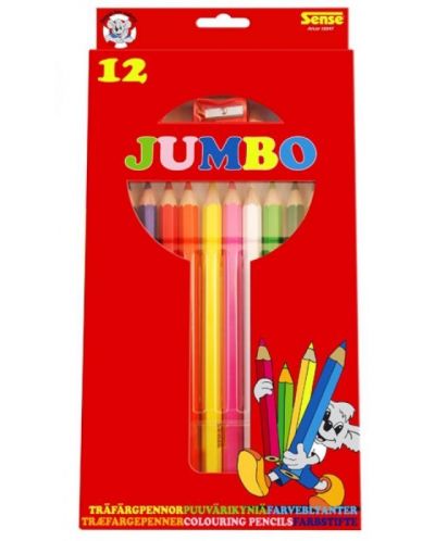 Creioane colorate cu ascutitoare Sense – Jumbo, 12 culori - 1