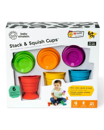 Jucării tactile pentru baie Baby Einstein - Căni empilabile Stack & Squish - 4