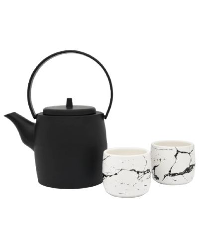 Set pentru ceai Bredemeijer - Kobe, 1.2 L, 3 piese, negru și alb - 1