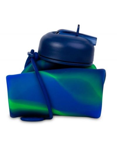 Sticluță pliabilă din silicon Cool Pack Pump - Zebra Blue, 600 ml - 2