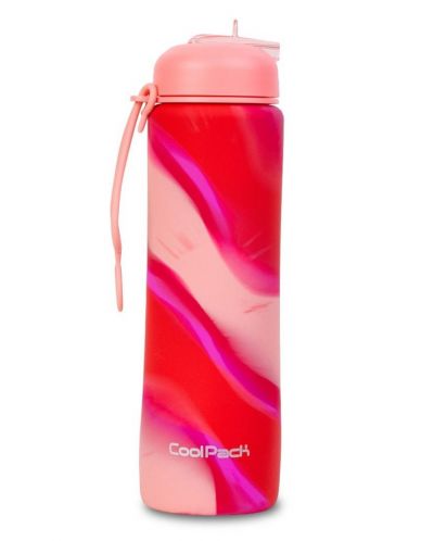 Sticluță pliabilă din silicon Cool Pack Pump - Zebra Pink, 600 ml - 1