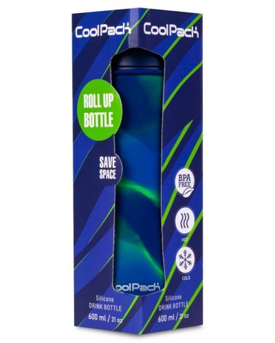 Sticluță pliabilă din silicon Cool Pack Pump - Zebra Blue, 600 ml - 3