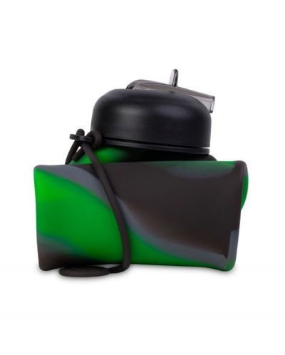Sticluță pliabilă din silicon Cool Pack Pump - Zebra Green, 600 ml - 2