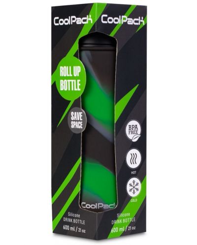 Sticluță pliabilă din silicon Cool Pack Pump - Zebra Green, 600 ml - 3