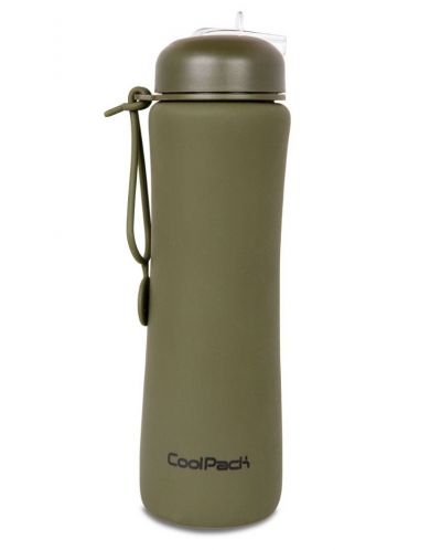 Sticluță pliabilă din silicon Cool Pack Pump - Rpet Olive, 600 ml - 1