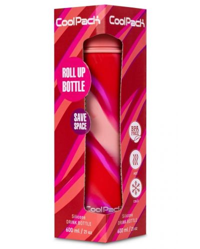Sticluță pliabilă din silicon Cool Pack Pump - Zebra Pink, 600 ml - 3
