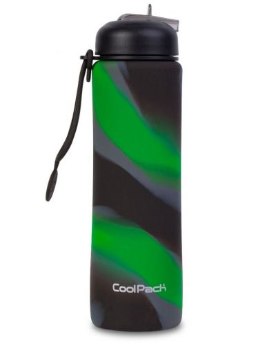 Sticluță pliabilă din silicon Cool Pack Pump - Zebra Green, 600 ml - 1