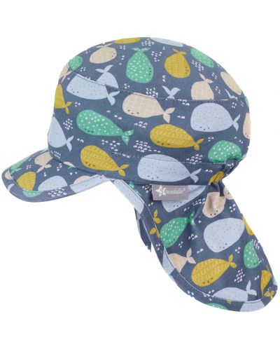 Pălărie cu gât din material textil și protecție UV 50+ Sterntaler - Cu balene, 51 cm, 18-24 luni - 1