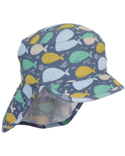 Pălărie cu gât din material textil și protecție UV 50+ Sterntaler - Cu balene, 45 cm, 6-9 luni - 3