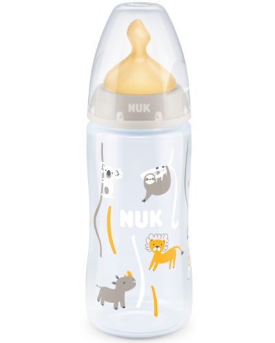 Biberon Nuk First Choice - Temperature control, cu suzeta din siliconm 30 ml, alb, animalute - 1