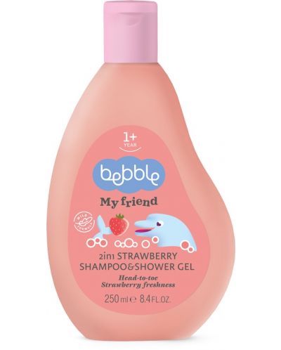 Șampon si gel de duș 2 in 1 Bebble - Strawberry, 250 ml - 1
