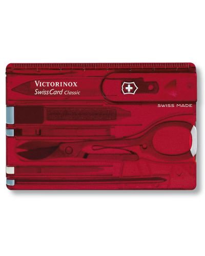 Cutit-harta de buzunar elvetian Victorinox - SwissCard, 10 functii, rosu - 1