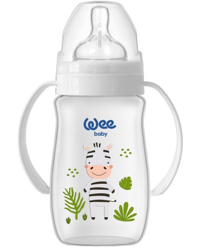 Bebeluș cu mânere Wee Baby - Safari, PP, 250 ml, zebră - 1