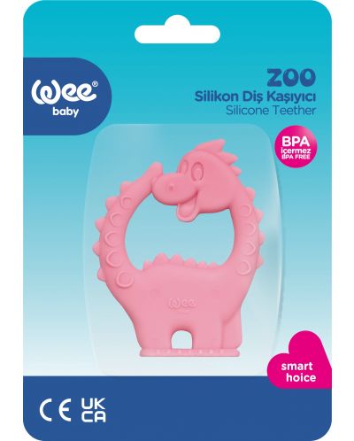 Mestecător din silicon Wee Baby - Zoo, dinozaur, roz - 2