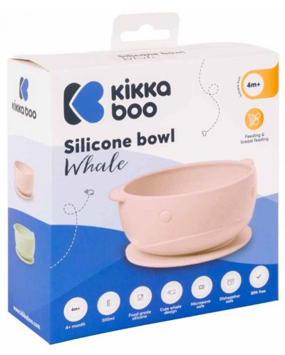 Castron din silicon KikkaBoo - Whale, roz - 4