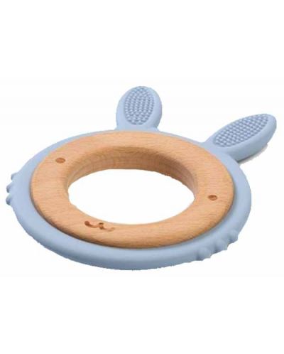 Dispozitiv de dentitie din silicon cu inel de lemn Babyono - Bunny - 1
