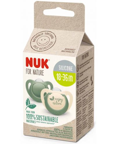 NUK for Nature Suzete din silicon - Verde, 18-36 luni, 2 bucăți - 2
