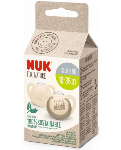 NUK for Nature Suzete din silicon - Cremă, 18-36 luni, 2 bucăți - 2