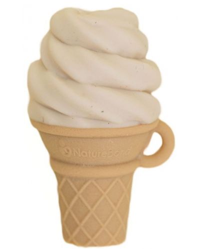 Jucărie gingival din silicon NatureBond - formă de înghețată de vanilie, cu clip cadou - 1