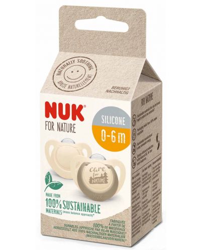 NUK for Nature Suzete din silicon - Cremă, 0-6 luni, 2 bucăți - 2