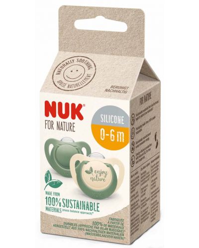 NUK for Nature Suzete din silicon - Verde, 0-6 luni, 2 bucăți - 2