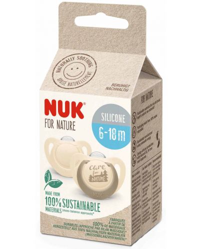 NUK for Nature Suzete din silicon - Cremă, 6-18 luni, 2 bucăți - 2