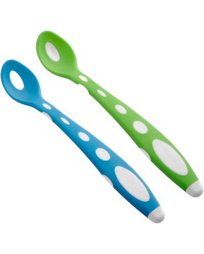 Linguri de silicon BabyJem - 2 bucăți, verde și albastru - 1
