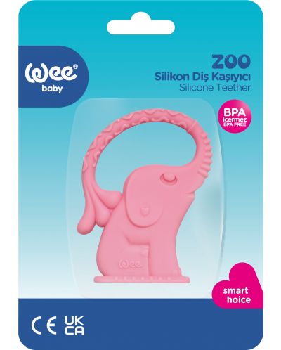 Mestecător de silicon Wee Baby - Zoo, elefant, roz - 2