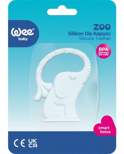 Mestecător de silicon Wee Baby - Zoo, elefant, albastru - 2
