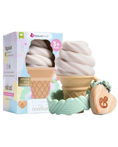 Jucărie gingival din silicon NatureBond - formă de înghețată de vanilie, cu clip cadou - 3