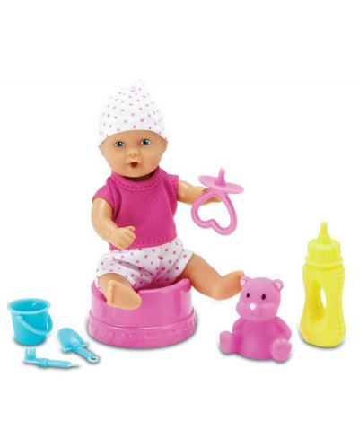 Papusa-bebe care face pipi Simba Toys New Born Baby - Cu carucior si accesorii, 12 cm - 2
