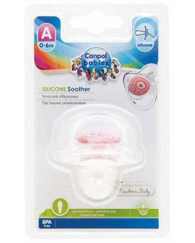 Suzetă de silicon Canpol - Newborn Baby, 0-6 luni, roz - 2