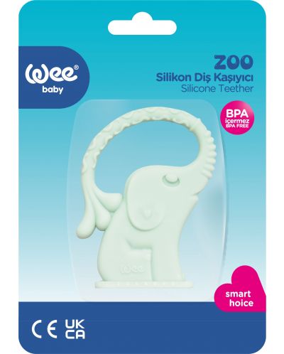 Mestecător de silicon Wee Baby - Zoo, elefant, verde - 2