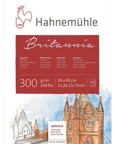 Bloc de schițe Hahnemuhle Britania - 30 x 40 cm,hârtie presată la cald, 10 coli - 1