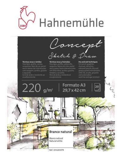 Bloc de schițe Hahnemuhle Concept Sketch & Draw - A3, 20 de coli - 1