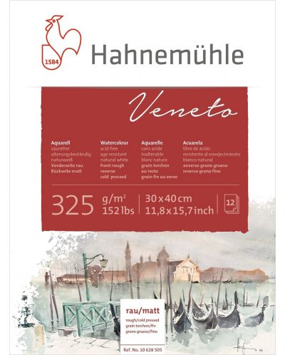 Bloc de schițe pentru acuarelă Hahnemuhle Veneto - 30 x 40 cm, 12 pagini - 1