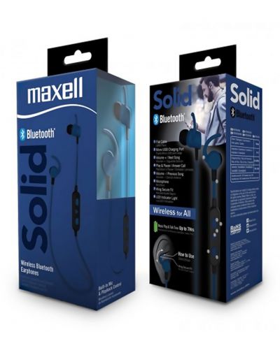 Casti cu microfon wireless Maxell - BT100, albastre/negre - 2