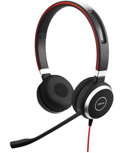 Căști cu microfon Jabra - Evolve 40 Stereo, negre/roșii - 1