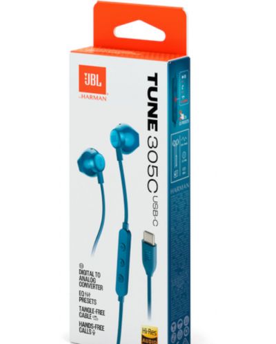 Căști cu microfon JBL - Tune 305C USB-C, albastre - 7