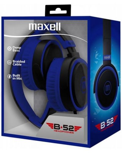 Casti cu microfon Maxell - B52, albastre/negre - 2