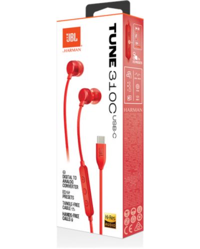 Căști cu microfon JBL - Tune 310C USB-C, roșii - 9