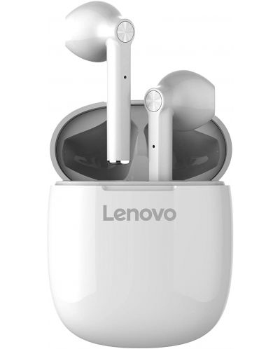 Casti cu microfon Lenovo - HT30, TWS, albe - 1