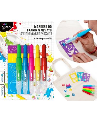 Kidea Animale Kidea Animals Textile Spray Markers - Cu șabloane, 5 bucăți - 2