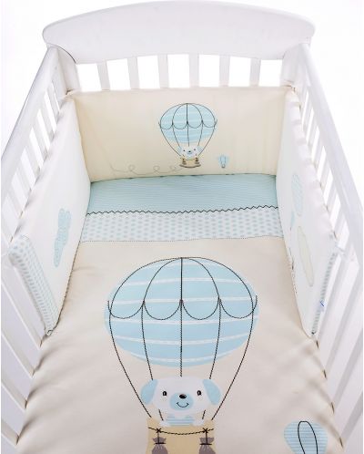 Set 2 piese lenjerie de pat pentru patut bebe  Kikka Boo Puppy on Balloon - EU style, 70 х 140 cm - 3
