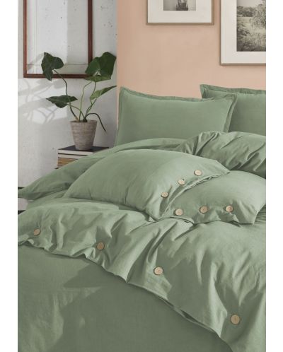 Set lenjerie de pat Via Bianco - Washed linen, verde - 2